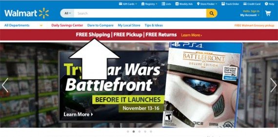 Walmart-Free-Shipping-Banner-1 How to use eCommerce Visual Merchandising to Boost Sales